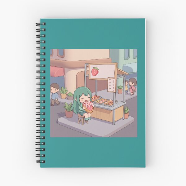 Item preview, Cute Kawaii Green Hair Girl Eating Donut designed and sold by Azurart2.