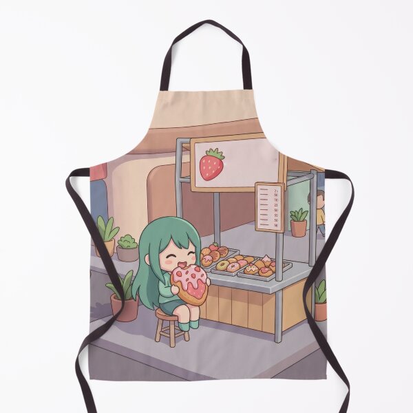 Item preview, Cute Kawaii Green Hair Girl Eating Donut designed and sold by Azurart2.