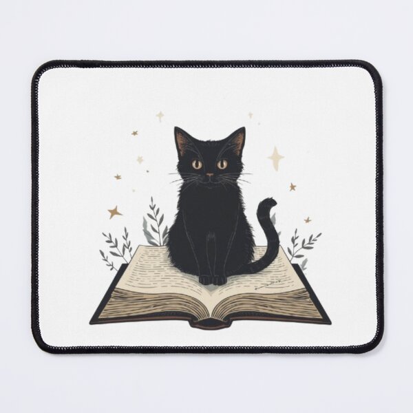 Item preview, Black Cat Sitting on Open Book Whimsical Dark Academia Illustration designed and sold by ArtivaaStudio.