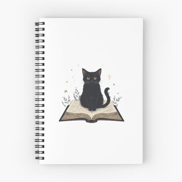 Item preview, Black Cat Sitting on Open Book Whimsical Dark Academia Illustration designed and sold by ArtivaaStudio.