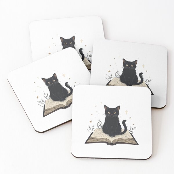 Item preview, Black Cat Sitting on Open Book Whimsical Dark Academia Illustration designed and sold by ArtivaaStudio.