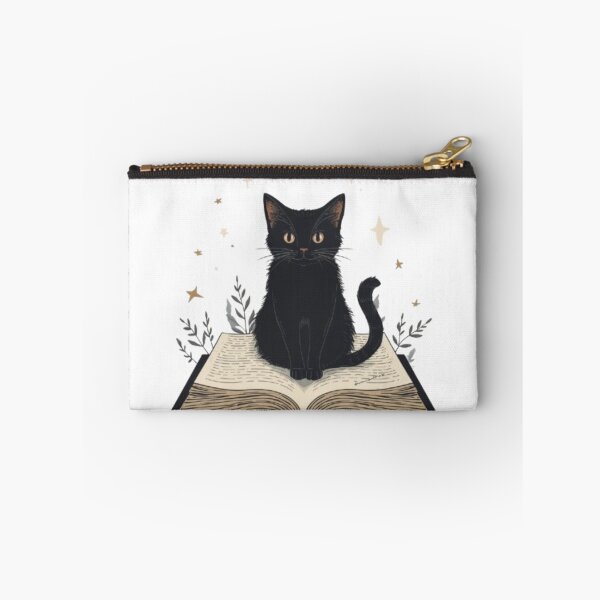 Item preview, Black Cat Sitting on Open Book Whimsical Dark Academia Illustration designed and sold by ArtivaaStudio.