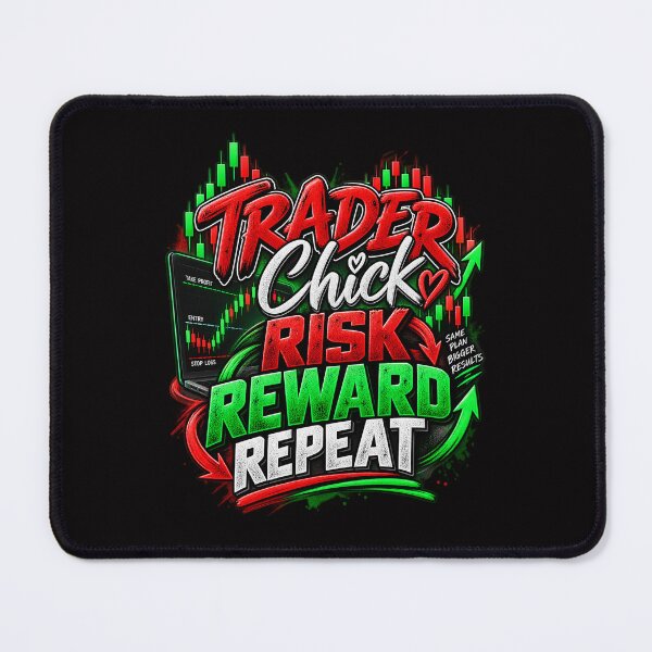Item preview, Trader Chick Risk Reward Repeat--Black Background designed and sold by Trendi61.