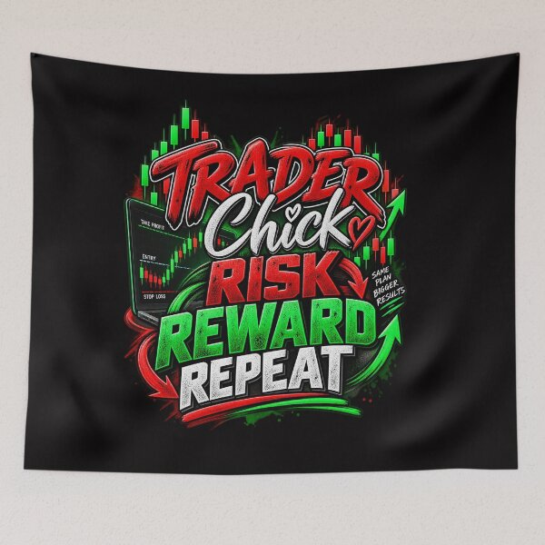 Item preview, Trader Chick Risk Reward Repeat--Black Background  designed and sold by Trendi61.