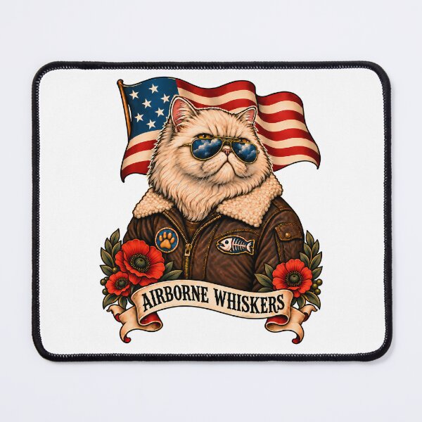 Item preview, Airborne Whiskers Cat Pilot Tattoo designed and sold by Old's Cool Cat Studio.