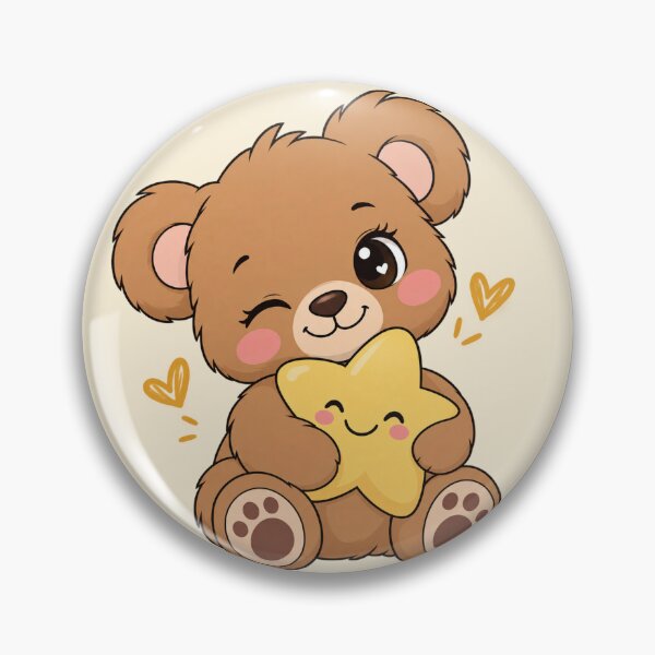 Item preview, Winking Teddy Hugging a Star – Cute Kawaii Bear designed and sold by Lovaryn.