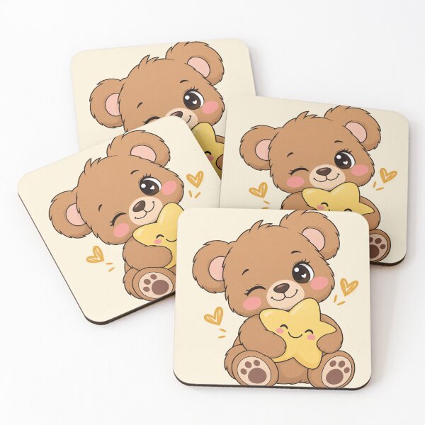 Item preview, Winking Teddy Hugging a Star – Cute Kawaii Bear designed and sold by Lovaryn.