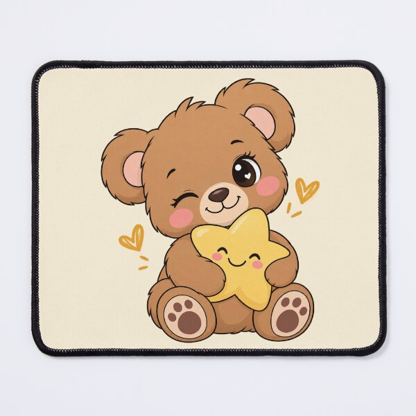 Item preview, Winking Teddy Hugging a Star – Cute Kawaii Bear designed and sold by Lovaryn.