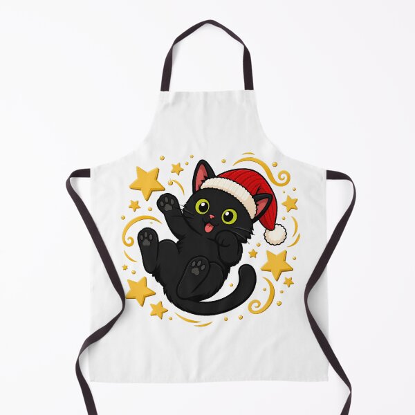 Item preview, Christmas Black Cat Santa Hat Magical Winter Stars designed and sold by chattsuede.
