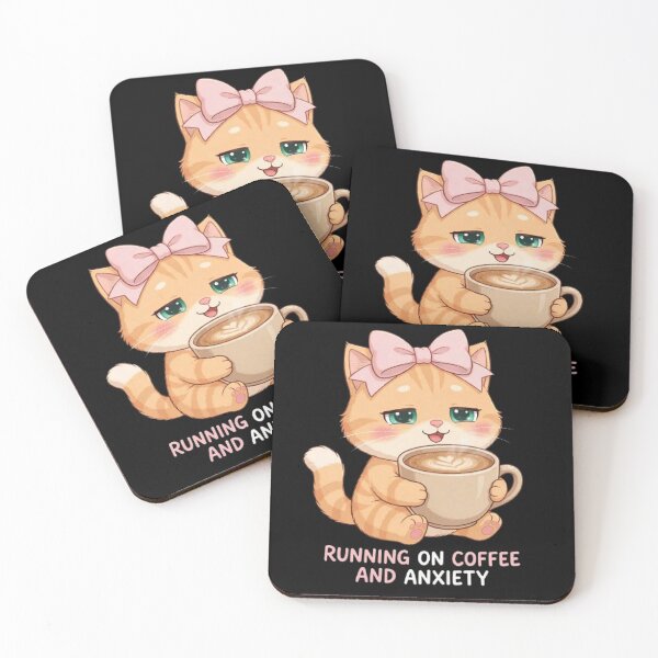 Item preview, Running On Coffee And Anxiety - Cute Kawaii Cat Mug | Funny Anxious Cat Mom Gift designed and sold by Luna's World - Moody Vibes Studio.