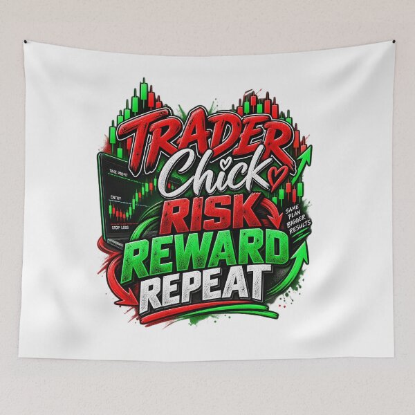 Item preview, Trader Chick-Risk Reward Repeat-White Background  designed and sold by Trendi61.