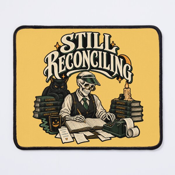 Item preview, Skeleton Bookkeeper Gothic Halloween Humor designed and sold by Meandmyshop.