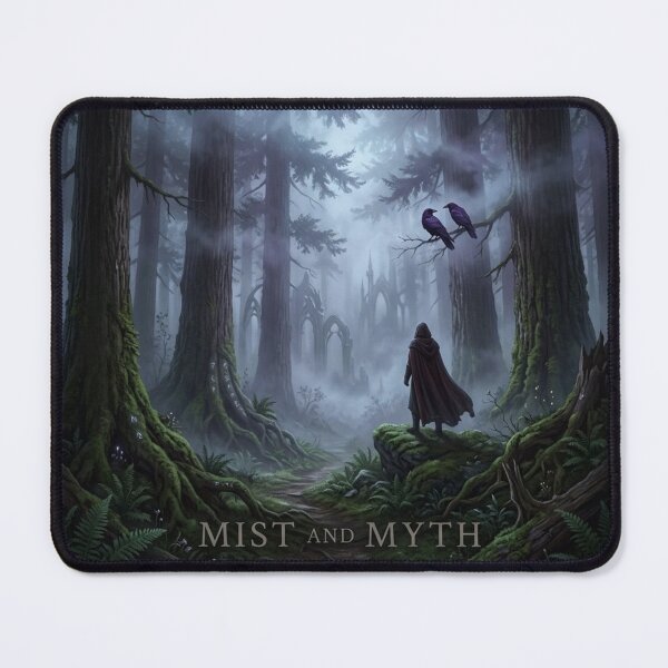 Item preview, Misty Mountain With Trees Mist and Myth - The Cascadia Forest - Dark Cottagecore Fantasy Aesthetic / Gamer / Gaming / Fantasycore / Goblincore / Dark forest  designed and sold by TeenLake.