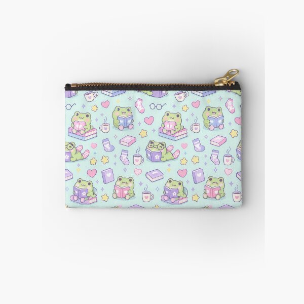 Item preview, Kawaii Frog Cozy Reading Pastel Pattern designed and sold by Soft Berry Studio.