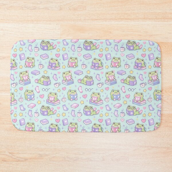 Item preview, Kawaii Frog Cozy Reading Pastel Pattern designed and sold by Soft Berry Studio.
