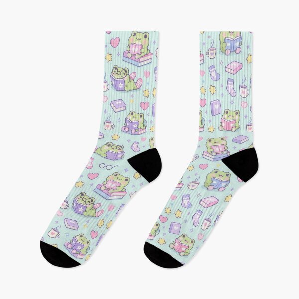 Item preview, Kawaii Frog Cozy Reading Pastel Pattern designed and sold by Soft Berry Studio.