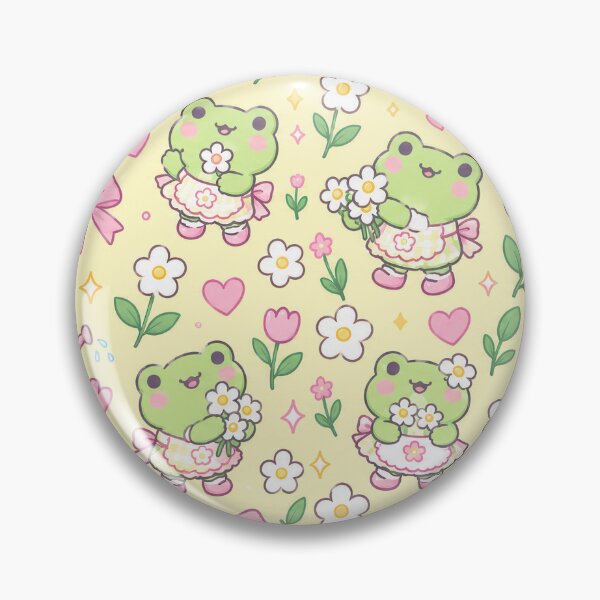 Item preview, Kawaii Frog Flower Apron Pastel Pattern designed and sold by Soft Berry Studio.