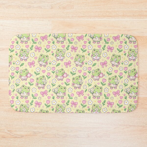 Item preview, Kawaii Frog Flower Apron Pastel Pattern designed and sold by Soft Berry Studio.