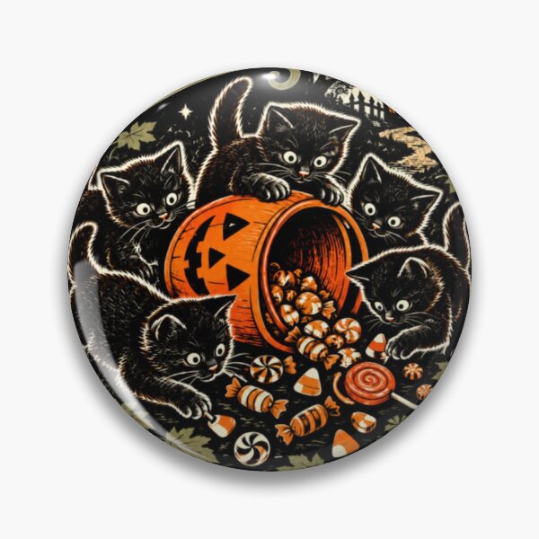 Item preview, Vintage Black Kittens Halloween Trick or Treat designed and sold by Everwood Art Studio.