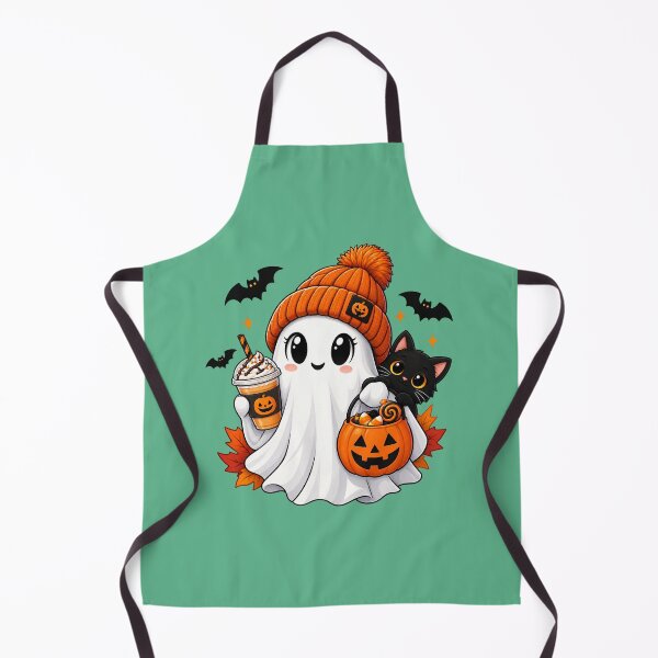 Item preview, Halloween Cute Ghost Iced Coffee Black Cat T-Shirt designed and sold by InkWeaveShop.
