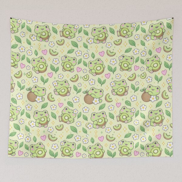 Item preview, Kawaii Frog Kiwi Fruit Pastel Pattern designed and sold by Soft Berry Studio.