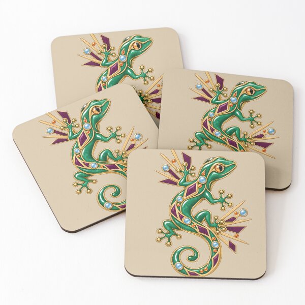 Item preview, Jade Night Gecko – 80s Brooch Illustration designed and sold by VioVibe.