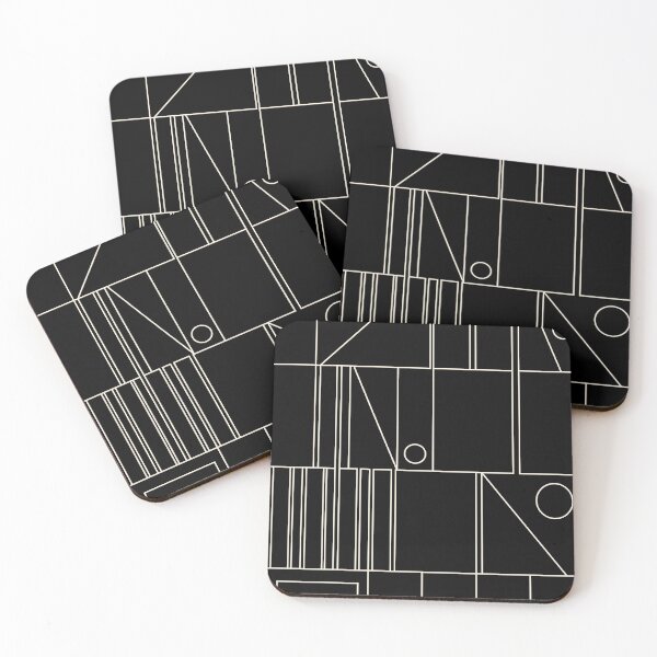 Item preview, Mid Century Modern Minimalist Geometric Abstract Modtastic Modernist Black and Almond Cream Pattern designed and sold by kierkegaard.