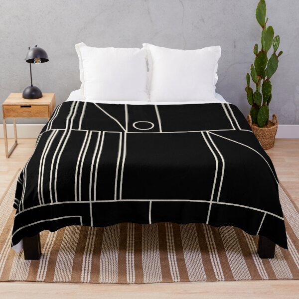 Item preview, Mid Century Modern Minimalist Geometric Abstract Modtastic Modernist Black and Almond Cream Pattern designed and sold by kierkegaard.