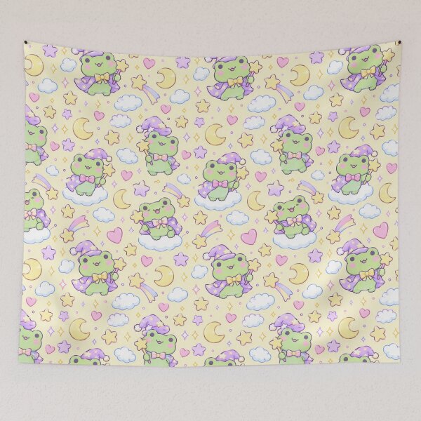 Item preview, Kawaii Frog Star Wand Magical Pattern designed and sold by Soft Berry Studio.