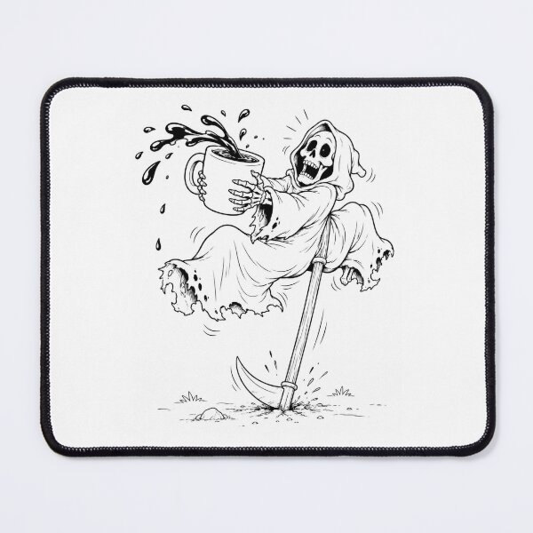 Item preview, Grim Reaper Coffee Spill Morning Chaos designed and sold by ComedyInkFactor.