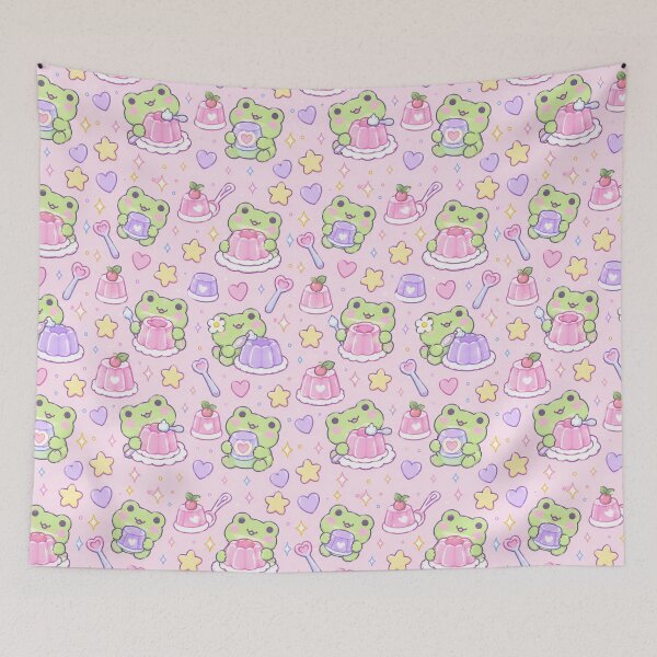 Item preview, Kawaii Frog Jelly Dessert Pastel Pattern designed and sold by Soft Berry Studio.