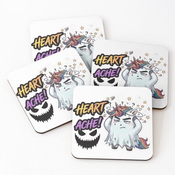 Item preview, Heart Ache Funny Grumpy Unicorn Ghost Sarcastic Halloween designed and sold by Sitred123.