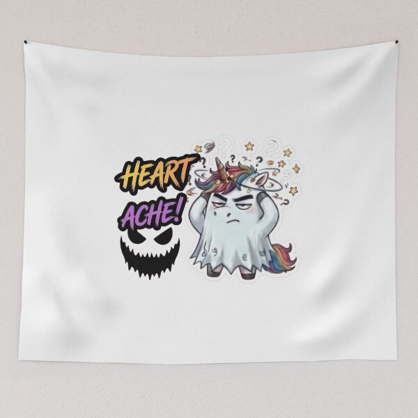 Item preview, Heart Ache Funny Grumpy Unicorn Ghost Sarcastic Halloween designed and sold by Sitred123.