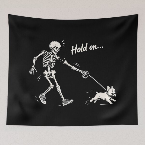 Item preview, Skeleton walking French bulldog dark humor designed and sold by HandicraftArt.