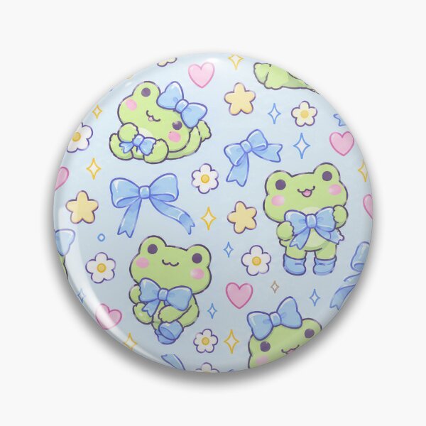 Item preview, Kawaii Frog Blue Bow Cute Pastel Pattern designed and sold by Soft Berry Studio.