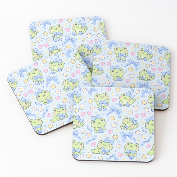 Item preview, Kawaii Frog Blue Bow Cute Pastel Pattern designed and sold by Soft Berry Studio.