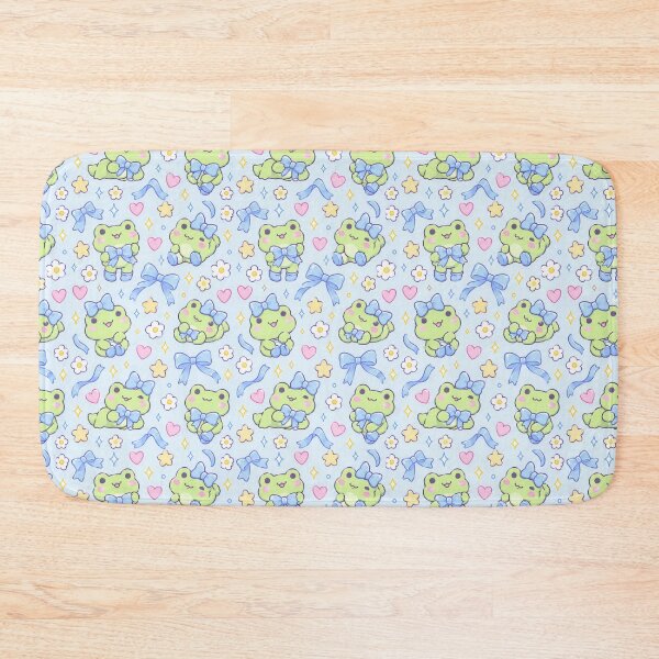 Item preview, Kawaii Frog Blue Bow Cute Pastel Pattern designed and sold by Soft Berry Studio.