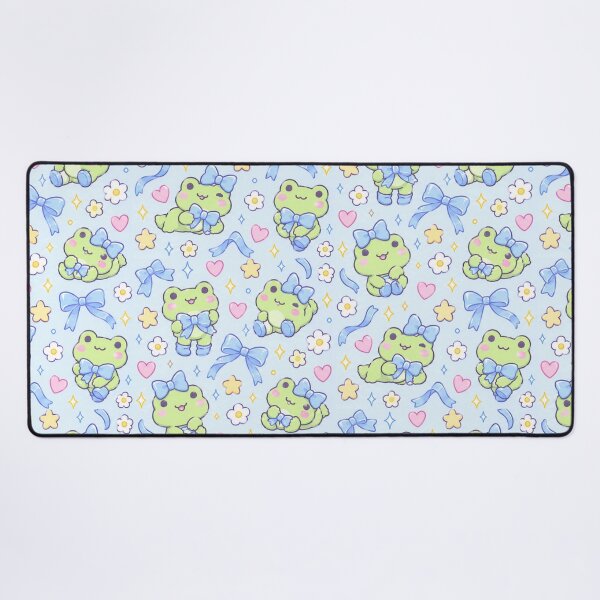 Item preview, Kawaii Frog Blue Bow Cute Pastel Pattern designed and sold by Soft Berry Studio.