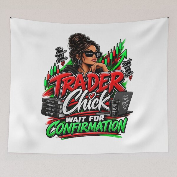 Item preview, Trader Chick-Wait For Confirmation Option 1-White Background  designed and sold by Trendi61.