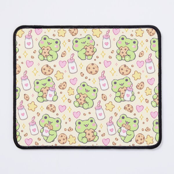 Item preview, Kawaii Frog Cookie and Milk Pastel Pattern designed and sold by Soft Berry Studio.