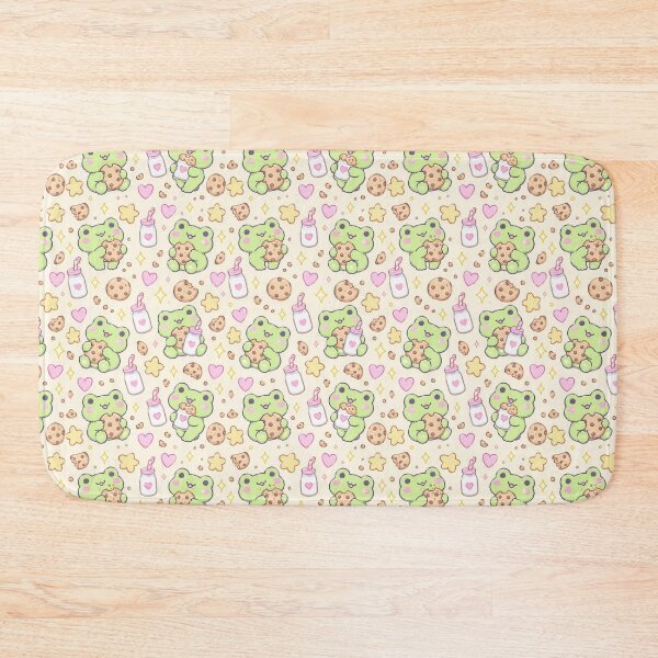 Item preview, Kawaii Frog Cookie and Milk Pastel Pattern designed and sold by Soft Berry Studio.