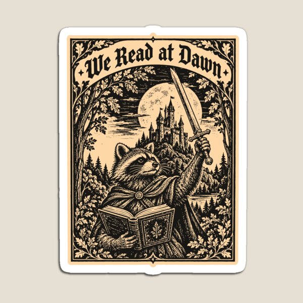 Item preview, We Read at Dawn Funny Raccoon Medieval Art Bookish  designed and sold by Y-Vibes.