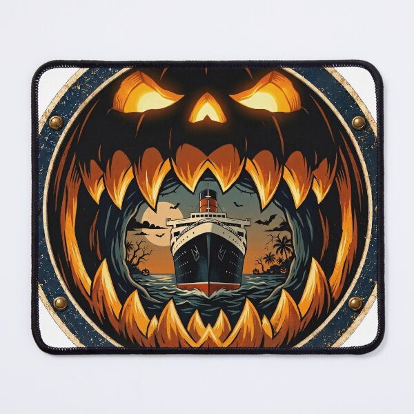 Item preview, Retro Halloween Cruise Ship Sticker | Vintage Jack-O-Lantern Porthole Art designed and sold by HungarianSailor.