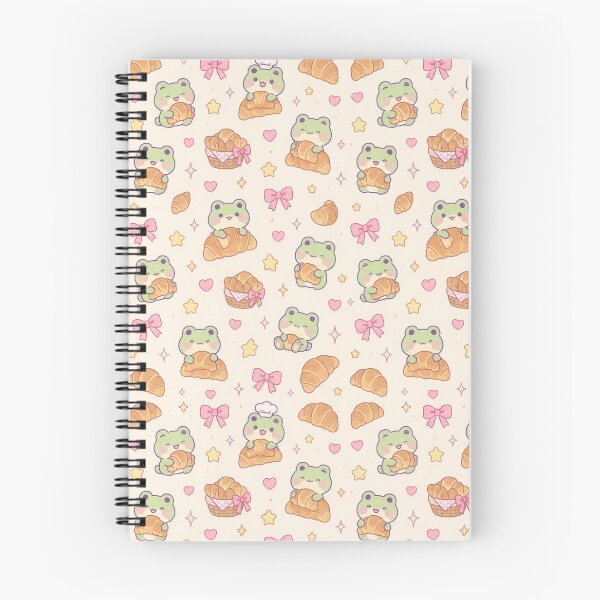 Item preview, Kawaii Frog Croissant Cake Bakery Pattern designed and sold by Soft Berry Studio.