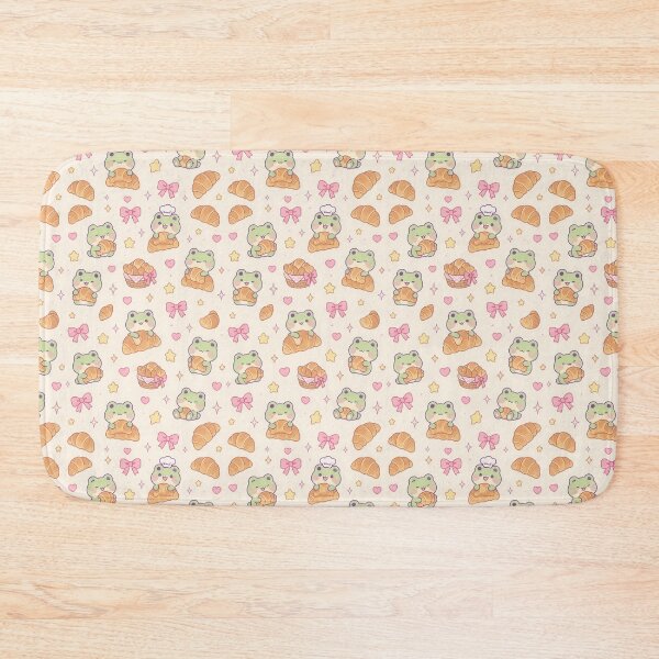 Item preview, Kawaii Frog Croissant Cake Bakery Pattern designed and sold by Soft Berry Studio.