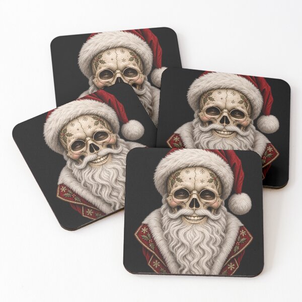 Item preview, Santa Skull Vintage Christmas Holly Snowflake Art designed and sold by T-Chou.