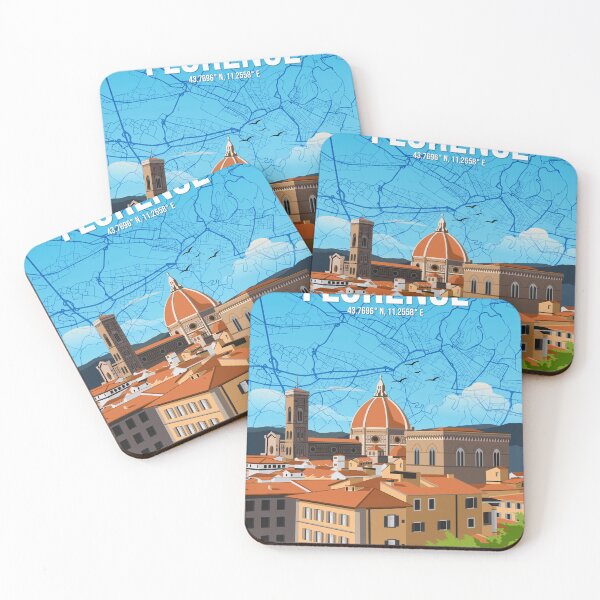 Item preview, Florence Duomo Skyline and City Map Travel Art designed and sold by Stadify.