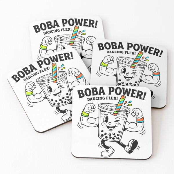 Item preview, Vintage Boba Tea Retro Cartoon Mascot Boba Power Art designed and sold by BobaBunny76.