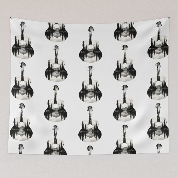 Item preview, Acoustic Guitar Forest Mountain Landscape Art designed and sold by creativerooney.