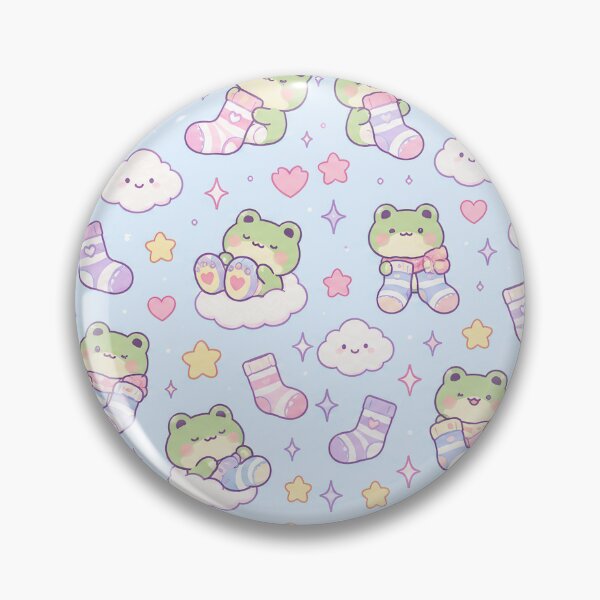 Item preview, Kawaii Frog Cozy Socks Pastel Pattern designed and sold by Soft Berry Studio.
